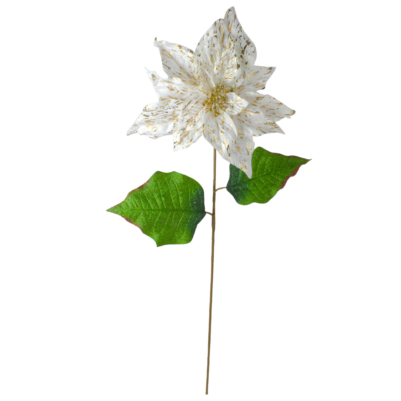 24"  White and Gold Artificial Christmas Poinsettia Flower