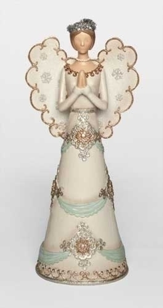 12.5" White and Brown Angel Christmas Tabletop Figure