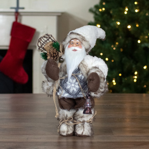 12" Snow Lodge Santa Christmas Figure with Lantern