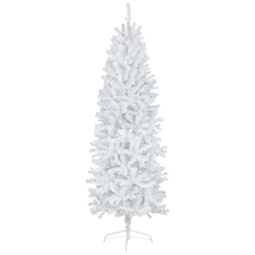 6.5�� Pre-Lit Slim Geneva White Spruce Artificial Christmas Tree, Green Lights