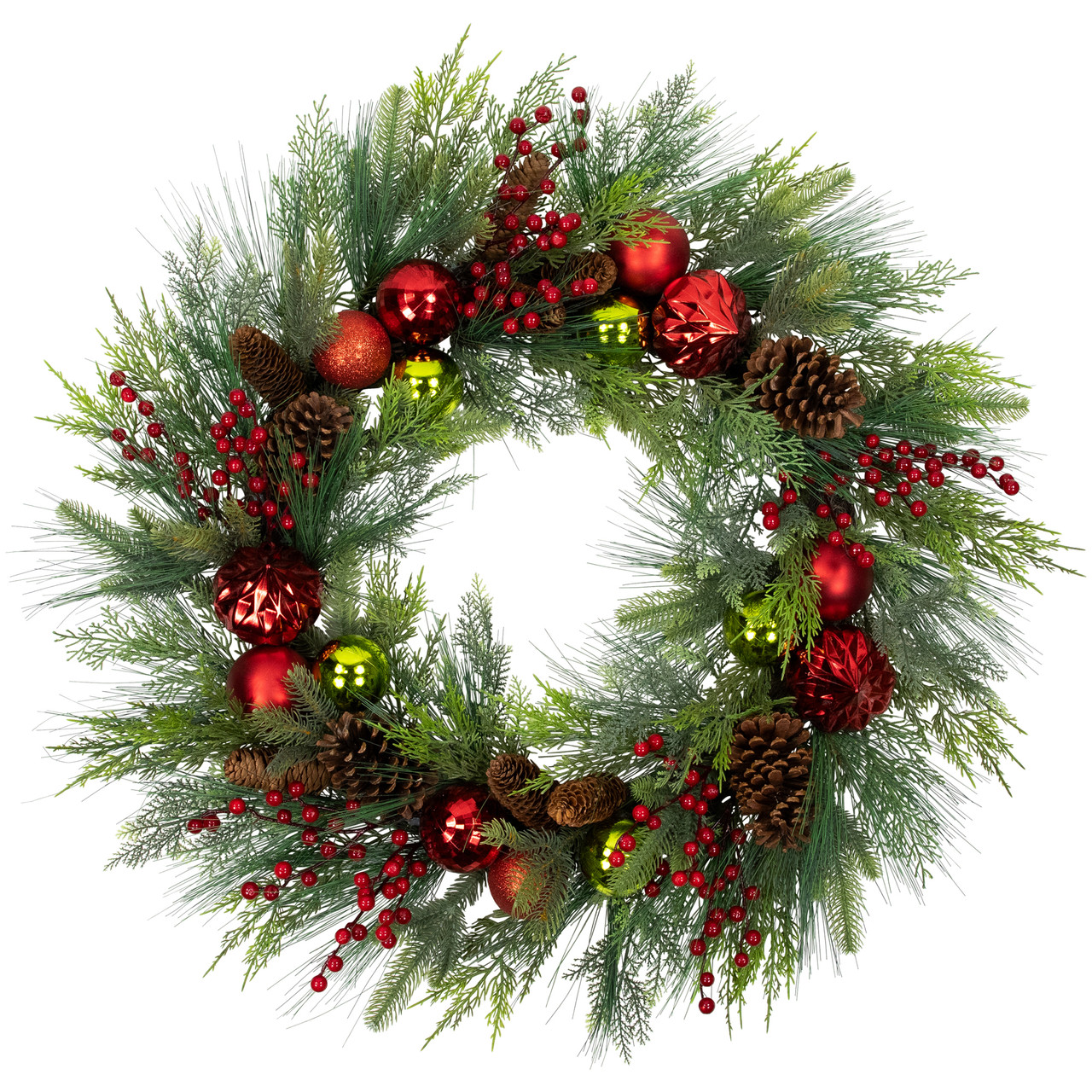 Real Touch? Berries, Pinecones and Ornaments Artificial Christmas Wreath - 36" - Unlit
