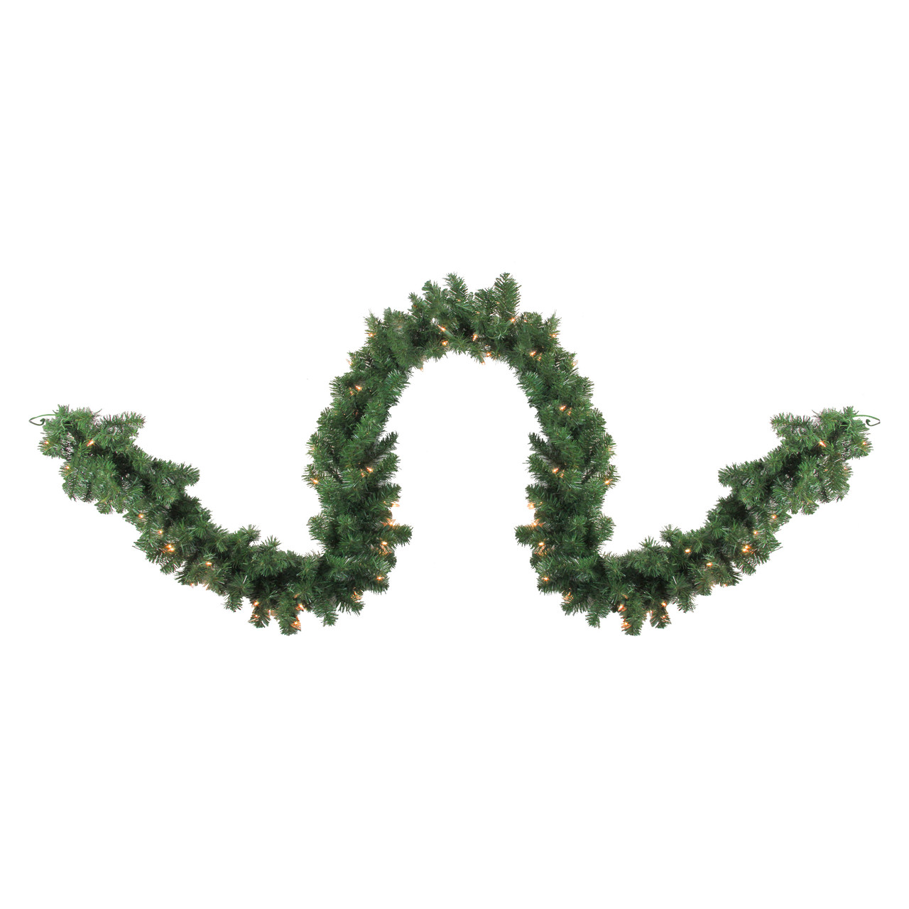 Pre-Lit Pine Artificial Christmas Garland - 9' x 10" - Clear Always Lit Lights