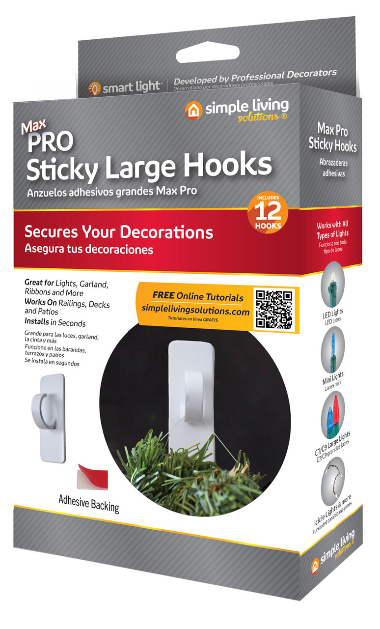 Set of 12 Large Sticky Clip Hooks 2"
