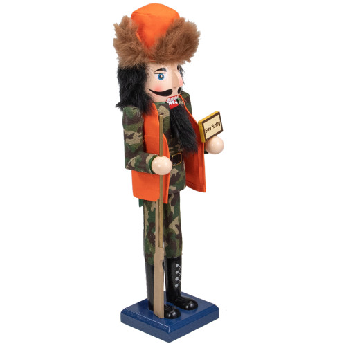 15" Orange and Green "Gone Hunting" Christmas Nutcracker in Camouflage