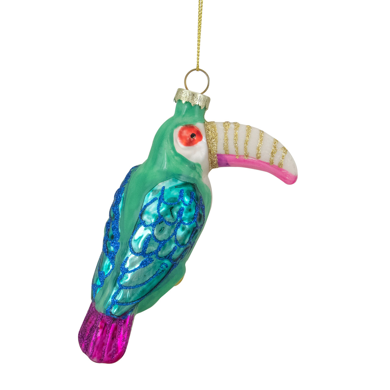 4.75" Multi-Colored Glass Toucan Christmas Ornament