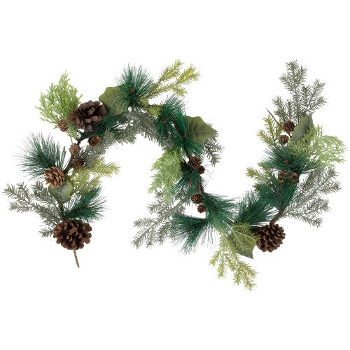 5' x 6" Pine Cone and Cedar Artificial Christmas Garland, Unlit