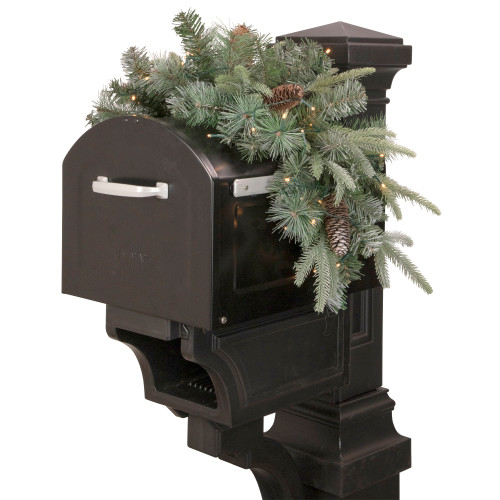 Real Touch?? Pre-lit Pinecone and Mixed Pine Artificial Mailbox Christmas Swag - 36"