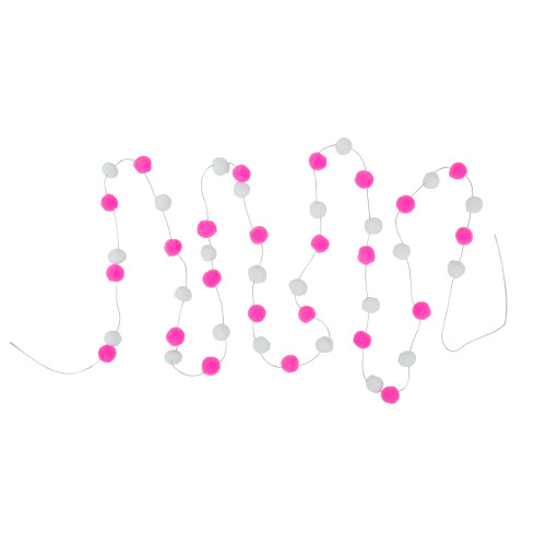 9' Pink and White Plush Snowball Christmas Garland