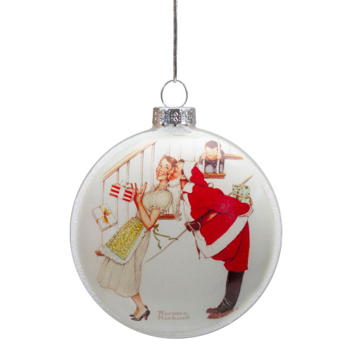 3" Norman Rockwell 'Christmas Surprise' Glass Disc Ornament