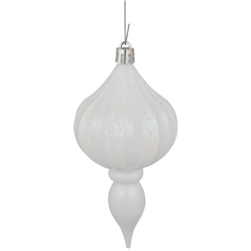 8ct White Shatterproof Finial Christmas Ornaments, 4.75"