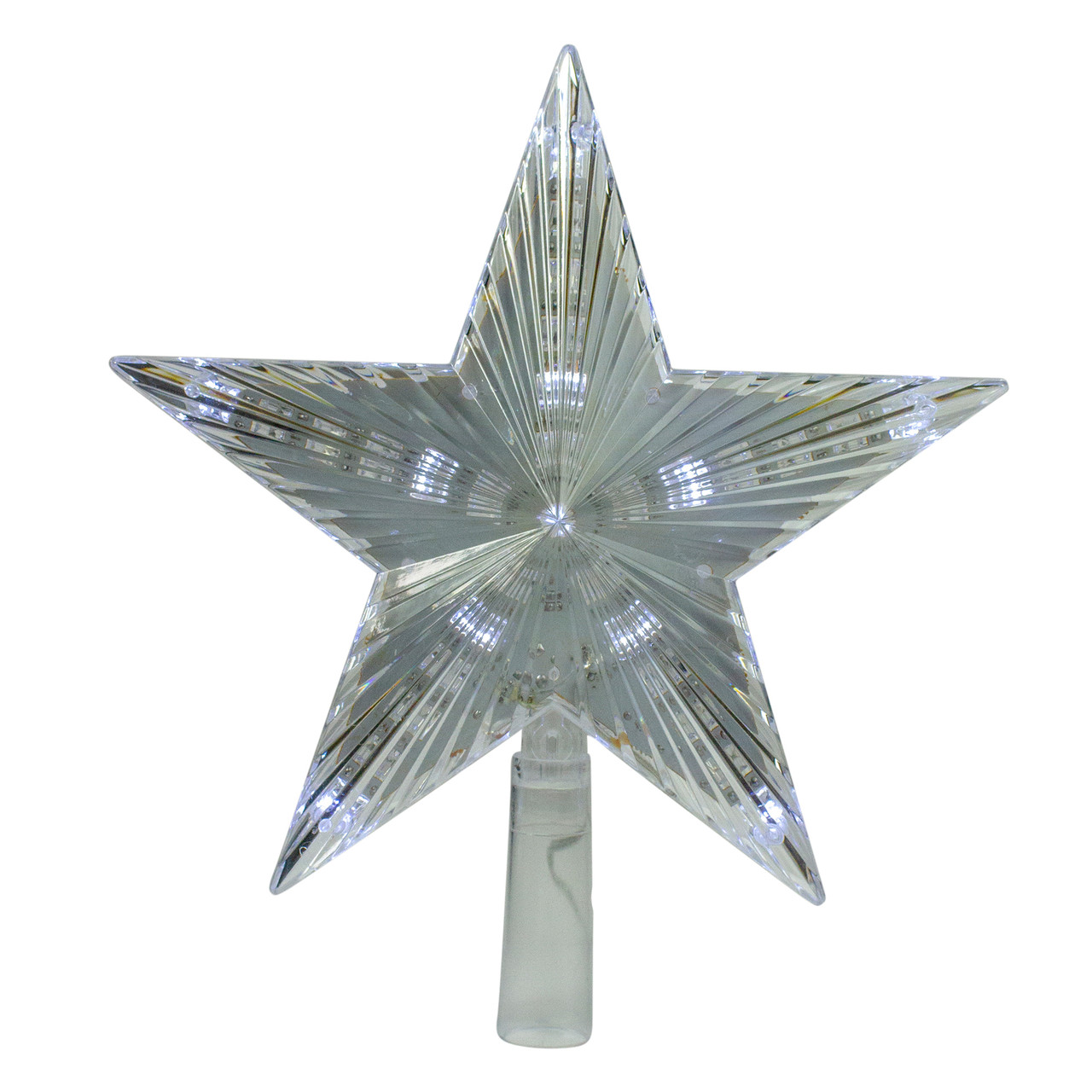 9.5" Lighted Clear Twinkling 5-Point Star Christmas Tree Topper - Clear White LED Lights