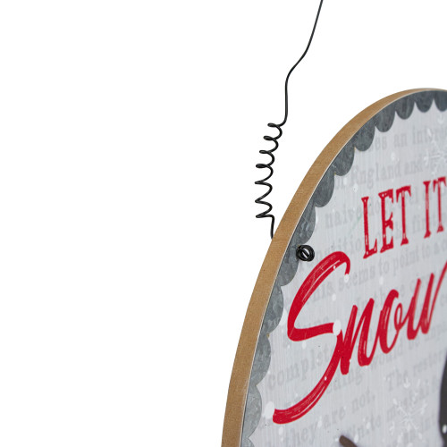 13.5" Snowman with Cardinals Let it Snow Christmas Wall Sign