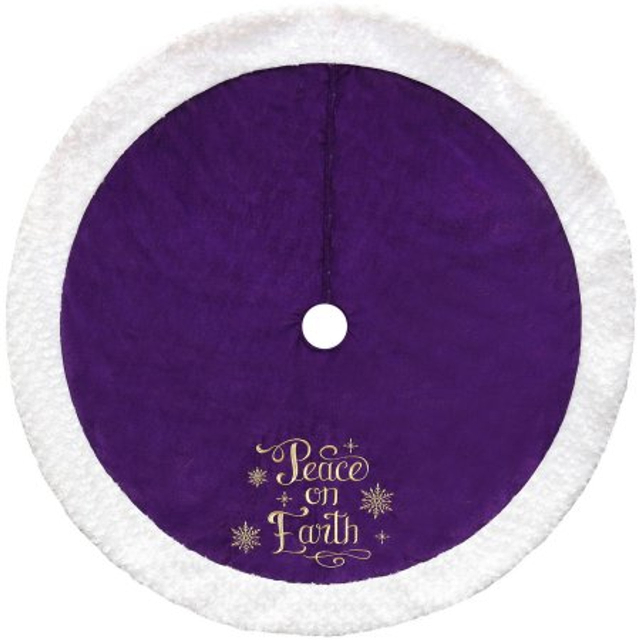 Purple Peace On Earth Velvet Christmas Tree Skirt 48 Inch Holiday Decor
