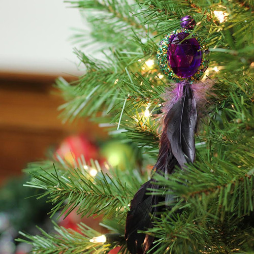 10" Purple and Peacock Green Jewel Hanging Christmas Ornament
