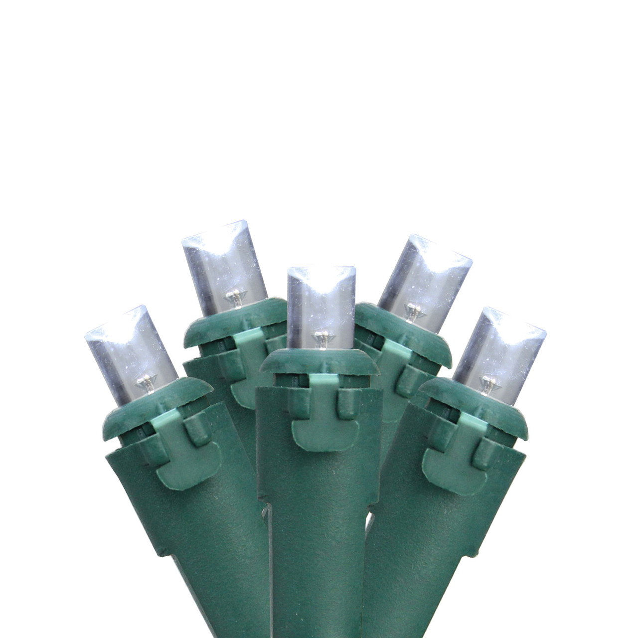 50 Pure White LED Wide Angle Christmas Lights - 16.25 ft Green Wire