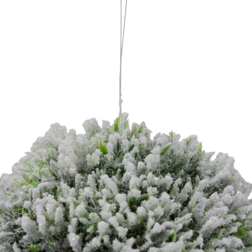 6" White and Green Frosted Pine Christmas Ornament