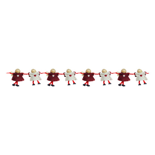 4" x 26" Red and Beige Angel Dolls Christmas Garland - Unlit