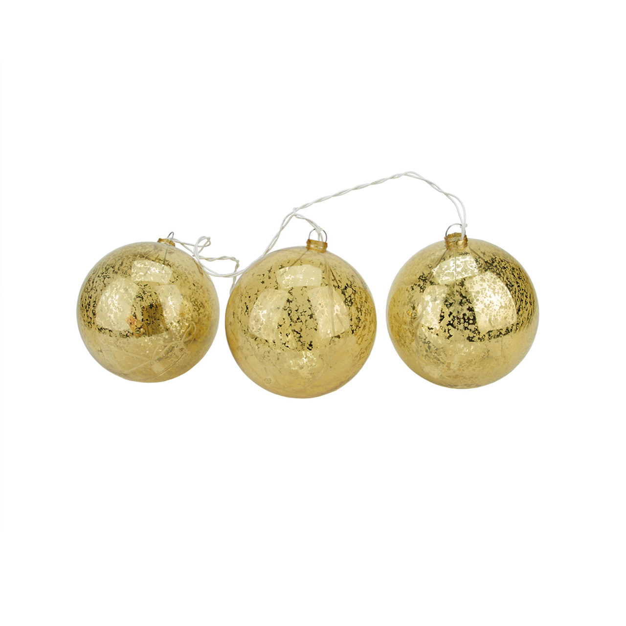 20-count Gold Ball Ornaments Mini Christmas Light Set, 1.5ft White Wire