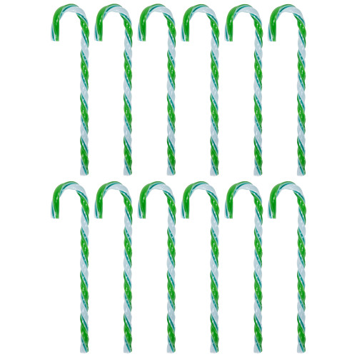 Twist Candy Cane Christmas Ornaments - 6" - Green and White - 12 ct