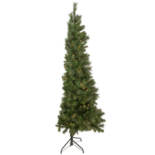 6.5' Pre-Lit Medium Beaver Pine Artificial Christmas Wall Tree, Clear Lights