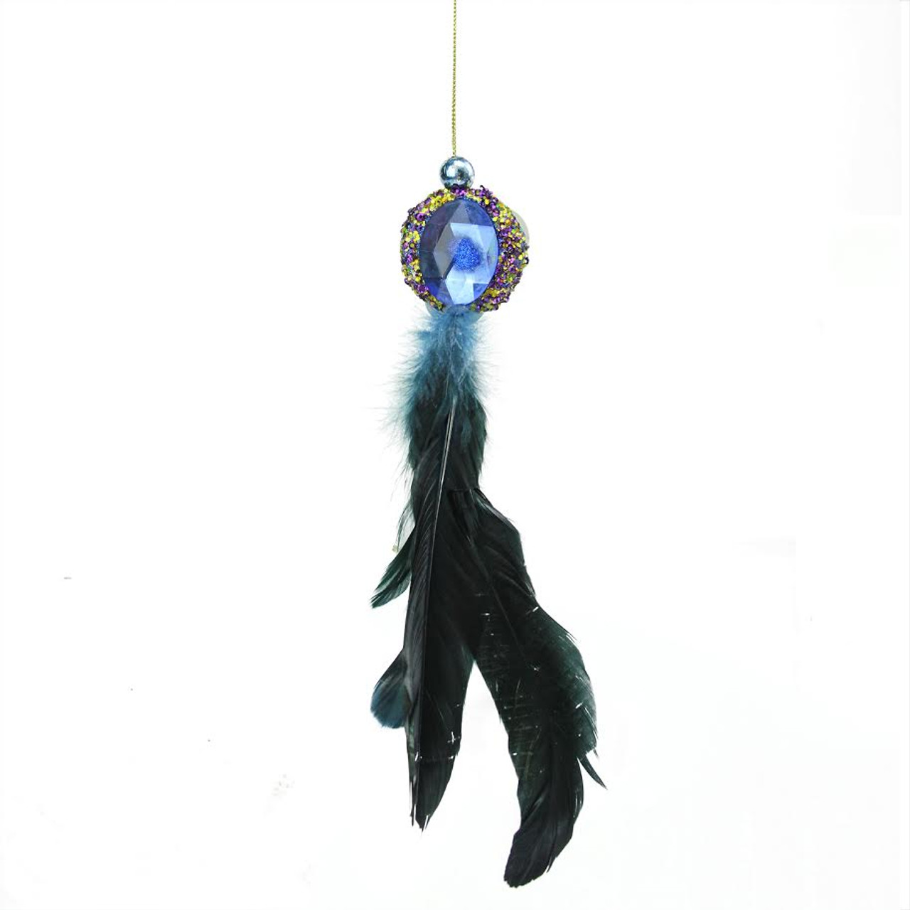 10" Purple and Gold Regal Peacock with Jewel Hanging Tassel Christmas Ornament