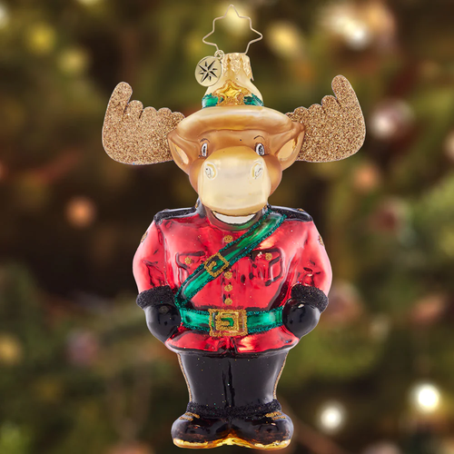 Christopher Radko Mountie Bruce Moose Glass Christmas Ornament 1021494