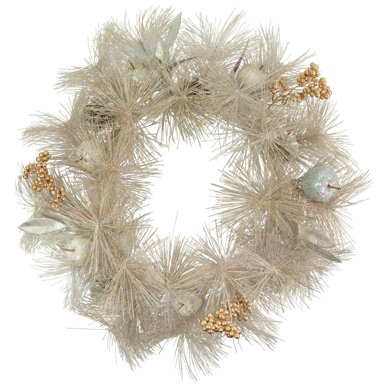 24" Champagne Gold Apple and Pine Needle Artificial Christmas Wreath - Unlit
