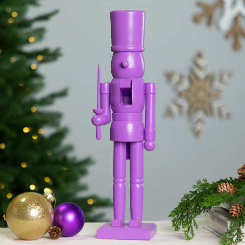 Nutcracker Soldier with Sword Christmas Figure - 15" - Purple