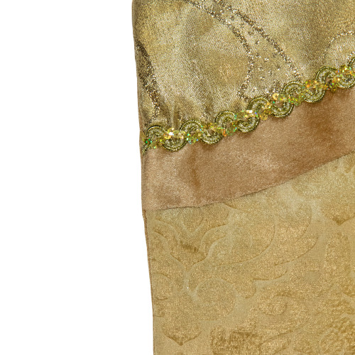 20.5" Gold Etched Velvet Christmas Stocking with Glitter Print and Metallic Trim