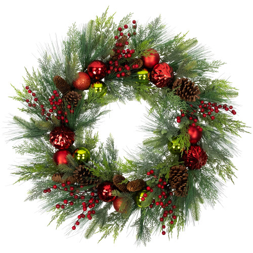 Real Touch? Berries, Pinecones and Ornaments Artificial Christmas Wreath - 36" - Unlit