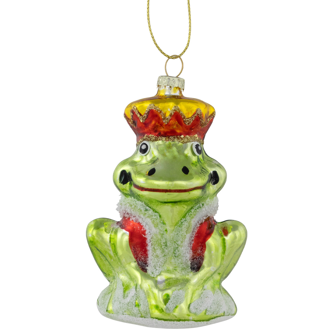 3.5" Prince Frog Glass Christmas Hanging Ornament