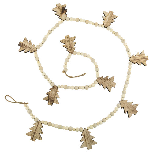 6' x 3" Christmas Trees and Beads Wooden Garland