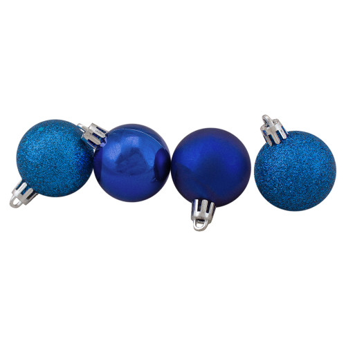 96ct Royal Blue Shatterproof 4-Finish Christmas Ball Ornaments 1.5" (40mm)