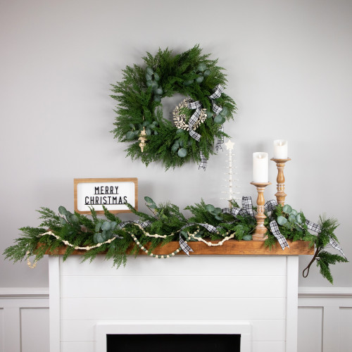 Real Touch?? Mixed Pine and Eucalyptus Artificial Christmas Wreath  - 24" - Unlit