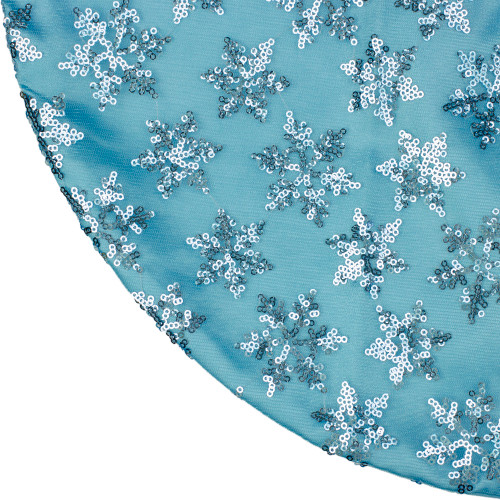 20" Blue Sequin Snowflake Pattern Mini Christmas Tree Skirt