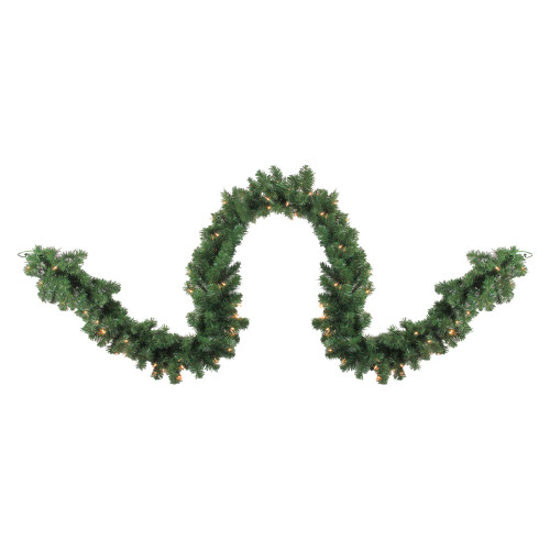 Pre-Lit Pine Artificial Christmas Garland - 9' x 10" - Clear Always Lit Lights