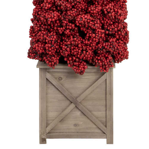 50" Red Berry Cone Potted Christmas Topiary