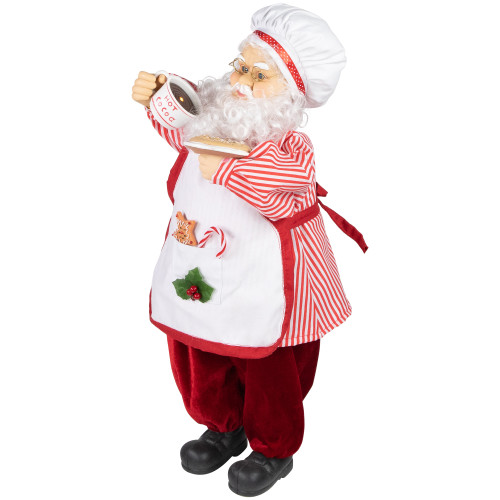 24" Animated and Musical Chef Santa Claus With Hot Cocoa and Cookie Christmas Figure
