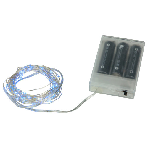 50-Count Blue LED Micro Fairy Christmas Lights - 16ft, Copper Wire