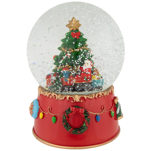 Train and Christmas Tree Village Musical Snow Globe - 8"
