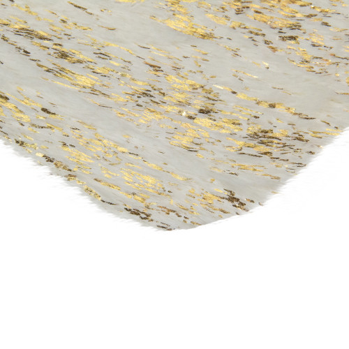 20" Cream and Gold Wood Grain Pattern and Faux Fur Christmas Stocking