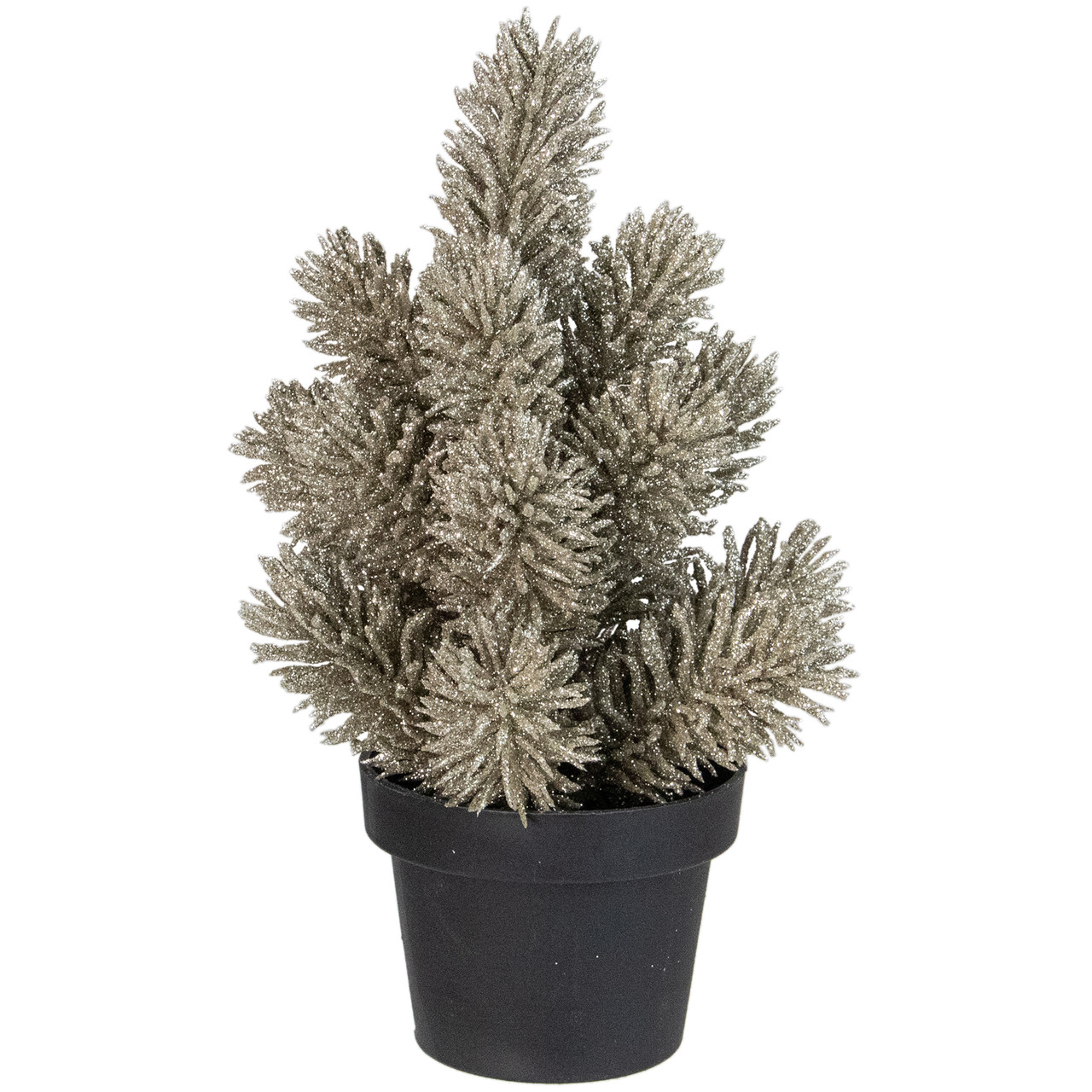 Potted Metallic Glitter Artificial Pine Christmas Tree - 8.5 - Unlit