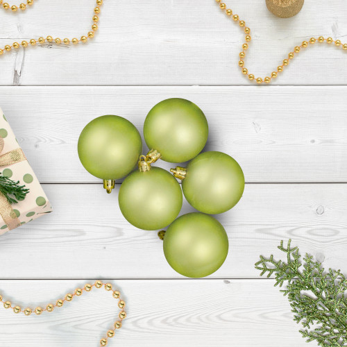 60ct Kiwi Green Shatterproof Matte Christmas Ball Ornaments 2.5" (60mm)