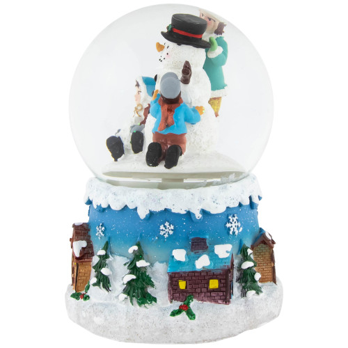 Children Building Snowman Musical Christmas Snow Globe - 5.75"