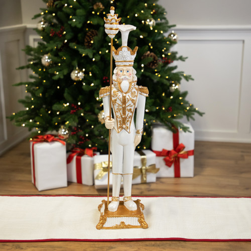 Christmas Nutcracker Soldier with Scepter - 25.75" - White and Gold
