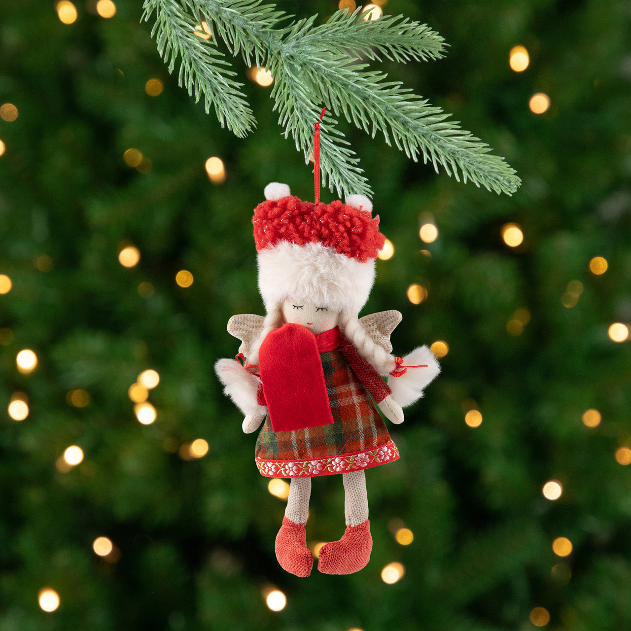 Angel Girl with Glittered Wings Christmas Ornament - 8.5"