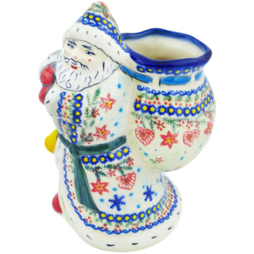 Polmedia Polish Pottery Santa Shaped Jar 9" Holiday Cheer