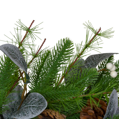 Real Touch?? Mixed Pine White Berries and Pinecones Artificial Christmas Wreath - 24" - Unlit