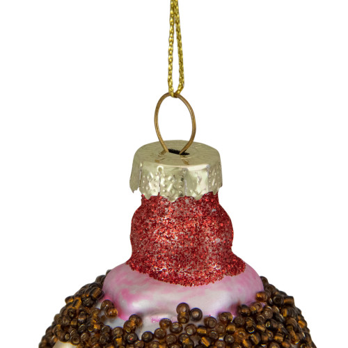 4.5" Ice Cream Sundae Beaded Glass Christmas Ornament