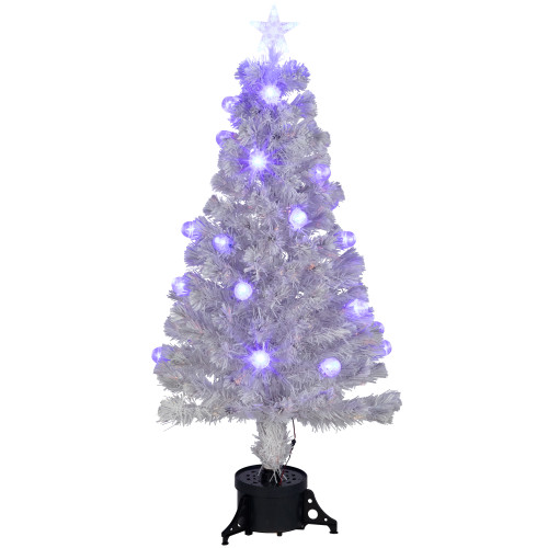 Pre-Lit Medium Iridescent Fiber Optic Artificial Christmas Tree - 4' - White - Blue LED Lights